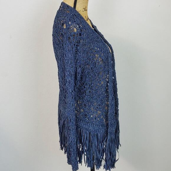 NWT!!! Nic + Zoe Fiji Waves Lace Knit Fringed Jacket Sz XL - Picture 3 of 7